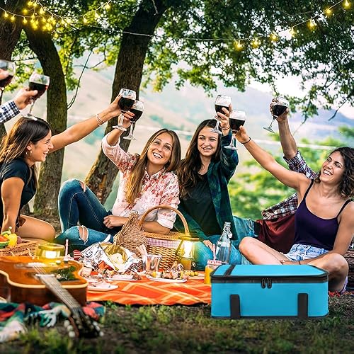 Vista 5 de Bodaon Paquete de 1 cazuela aislada para alimentos calientes o fríos, se adapta a platos de horno de 9 x 13 pulgadas y 11 x 15 pulgadas con tapa