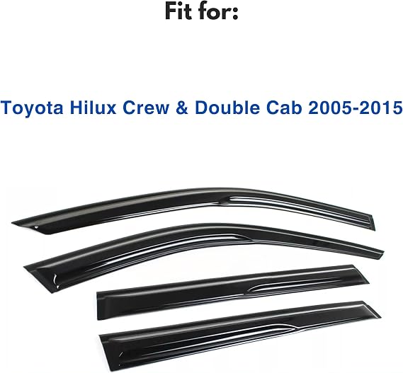 IG Window Visor for Toyota Hilux Double Cab 2005-2015, Rain Guard Tape-On Durable Wind Side Vent Window Deflector Mugen Style, 2005 2006 2007 2008 2009 2010 2011 2012 2013 2014 2015