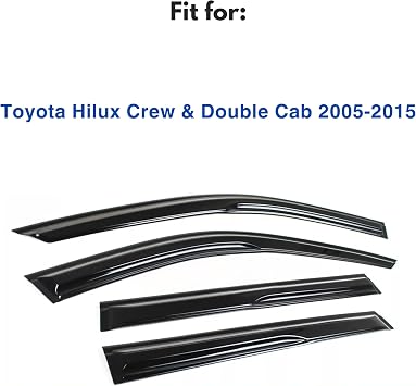 IG Window Visor for Toyota Hilux Double Cab 2005-2015, Rain Guard Tape-On Durable Wind Side Vent Window Deflector Mugen Style, 2005 2006 2007 2008 2009 2010 2011 2012 2013 2014 2015