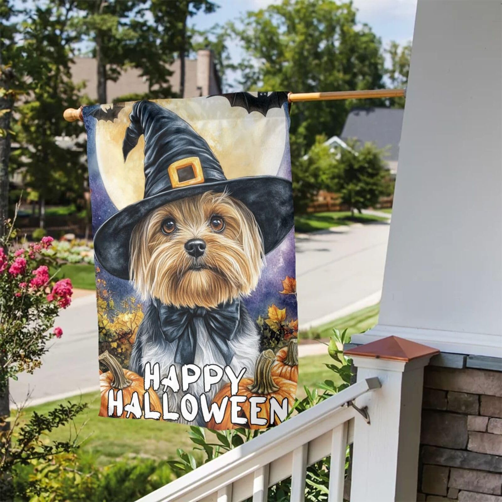 Halloween Yorkie Dog Sign - 10x8 Inch Wooden Plaque For Front Door, Porch, Or Fall Home Decor - View #4