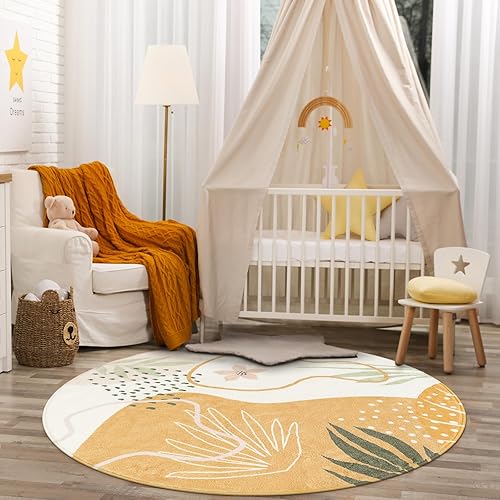 Miniatura 6 de Lahome Alfombra redonda bohemia de 4 pies  Alfombra redonda lavable antideslizante para cocina, dormitorio, ultra fina, suave, bonita alfombra