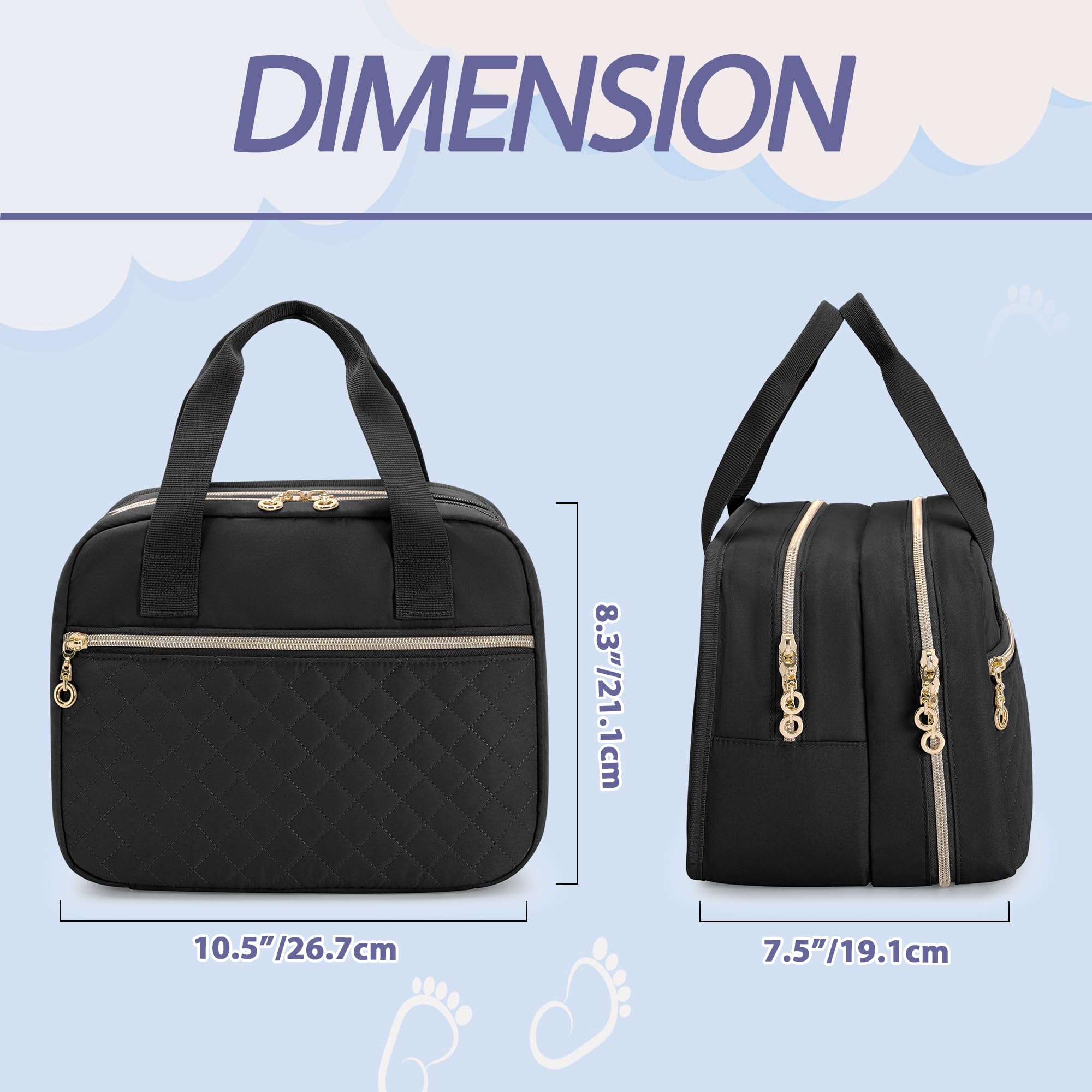 Damero Borsa per Tiralatte Indossabile, Compatibile con Tiralatte Medela, Elvie, Willow e Momcozy, Borsa Termica Biberon per Tiralatte per Mamme Lavoratrici, Nero