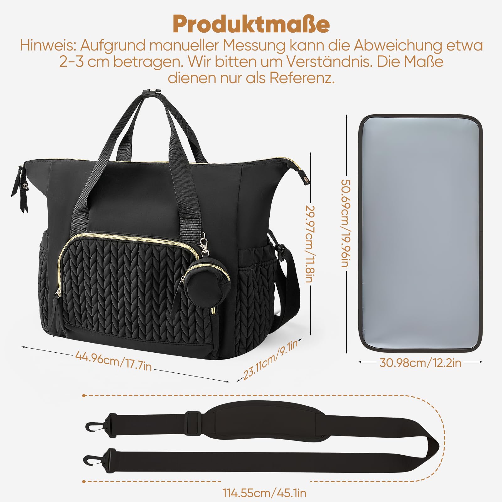 Borsa da avvolgimento con tasca e supporto multifunzionale per pannolini da viaggio