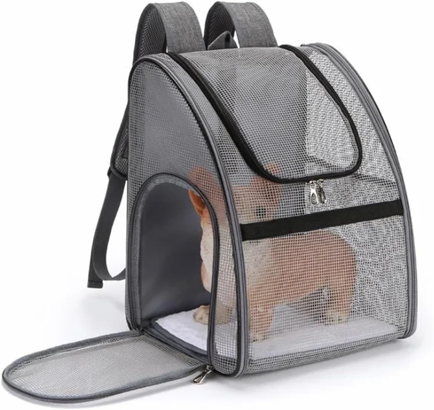 Pet Bag Pet Backpack Dog cat Small Dog Out Wire Fully Transparent Backpack Portable Foldable Backpack Breathable pet Supplies Portable(Grey)