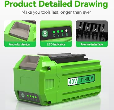 TREE.NB 6.0Ah 40V 29472 Lithium Battery Replacement for GreenWorks 40V G-MAX Li-ion Battery 29472 29462 2901319 Power Tools 24282 24252 21332 25322 20672 2101602 20312