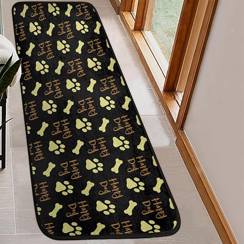 Miniatura 6 de Alfombra lavable con estampado de patas de perro feliz, 2 x 6 pies, alfombra antideslizante y suave para cocina, entrada, lavandería, dormitorio,