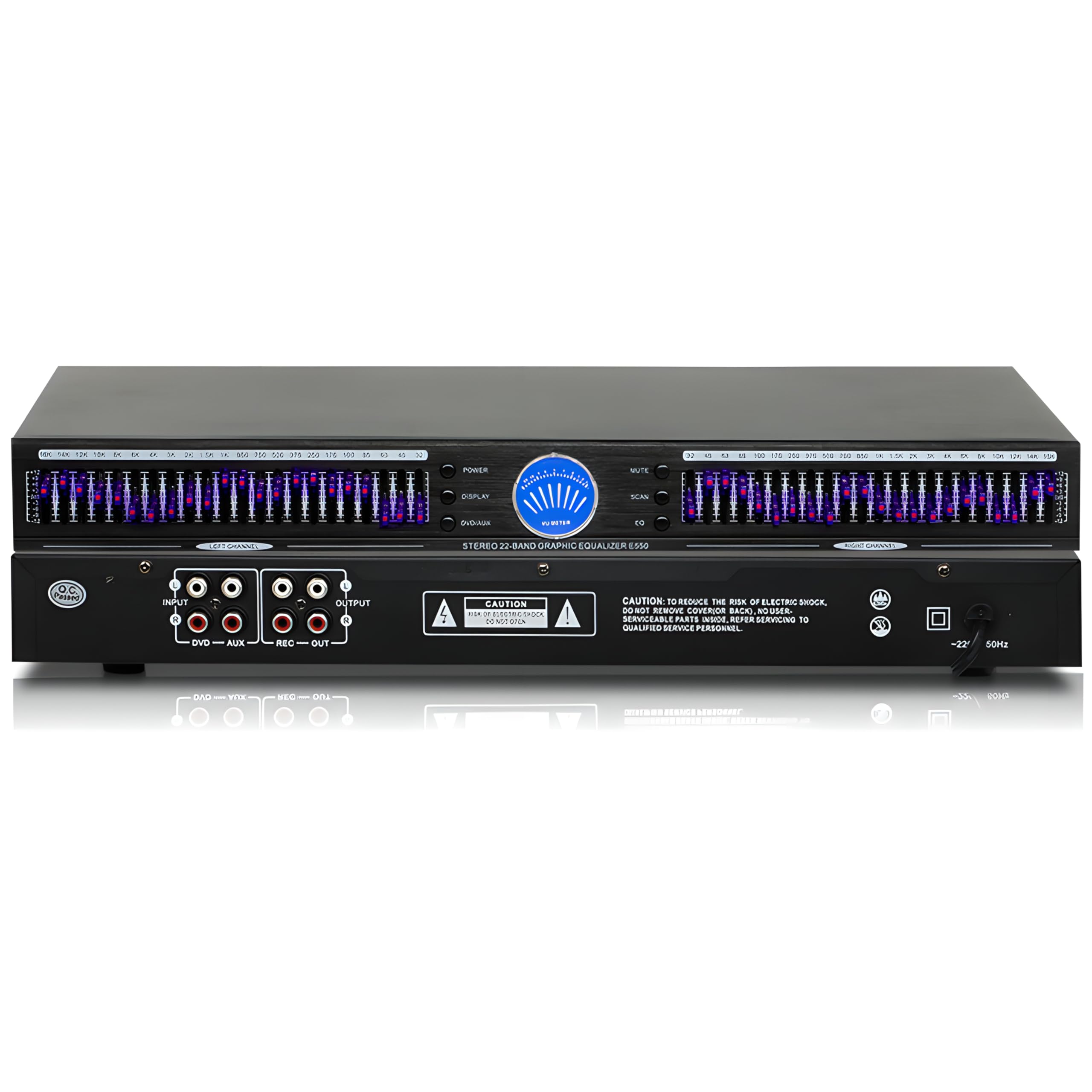 22-Band Graphic Equalizer, LED Music Spectrum Analyzer with 10 Preset Effects, Automatic Noise Reduction, Dual Channel Audio Processor for Home, Studio