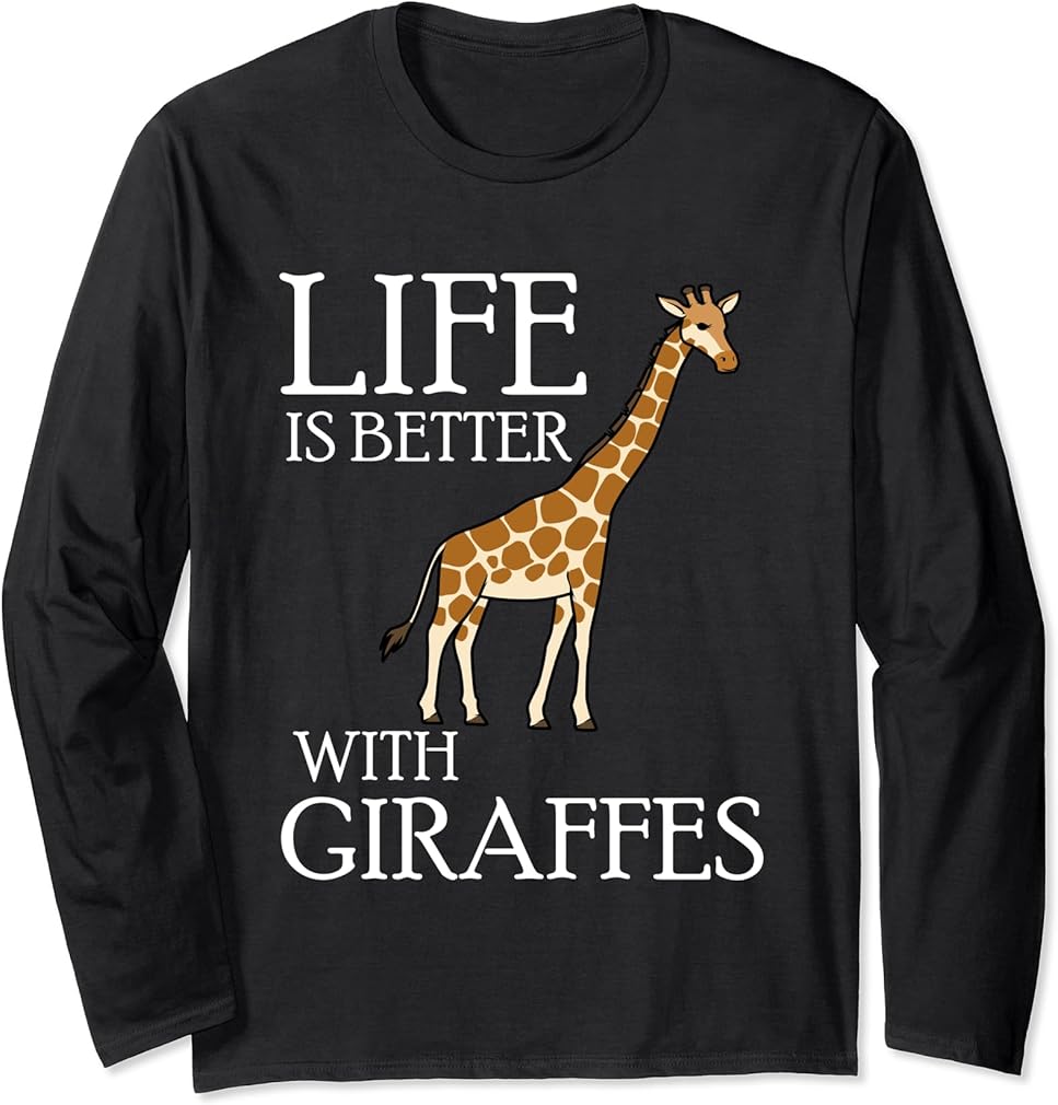 Life With Giraffes Cute Camelopard Nature Lover Long Sleeve T-Shirt