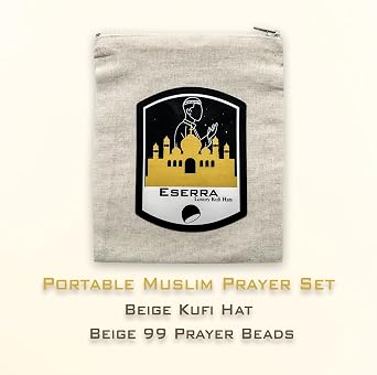 ESERRA Kufi Hats for Men and Women with 99 Tasbih Prayer Beads, Muslim Thick Breathable Skull Cap, Tasbeeh, Prayer Cap