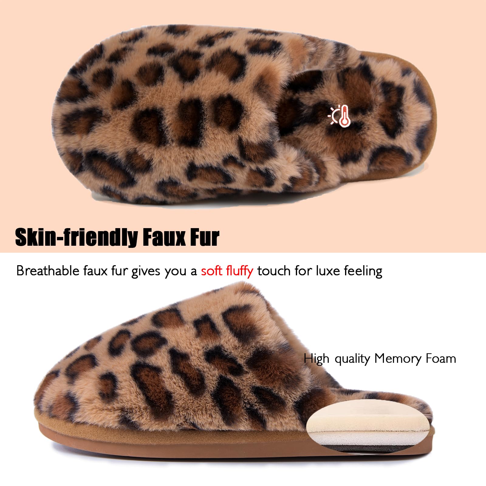 Coswind Pantofole Donna Uomo Invernali Ciabatte Pelose Peluche Calde with Memory Foam Imbottite Casa Antiscivolo Mocassino Scarpe Morbide Comode Unisex Eleganti