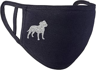 Staffie Face Mask, Washable Face Covering with Silver Glitter Staffordshire Bull Terrier