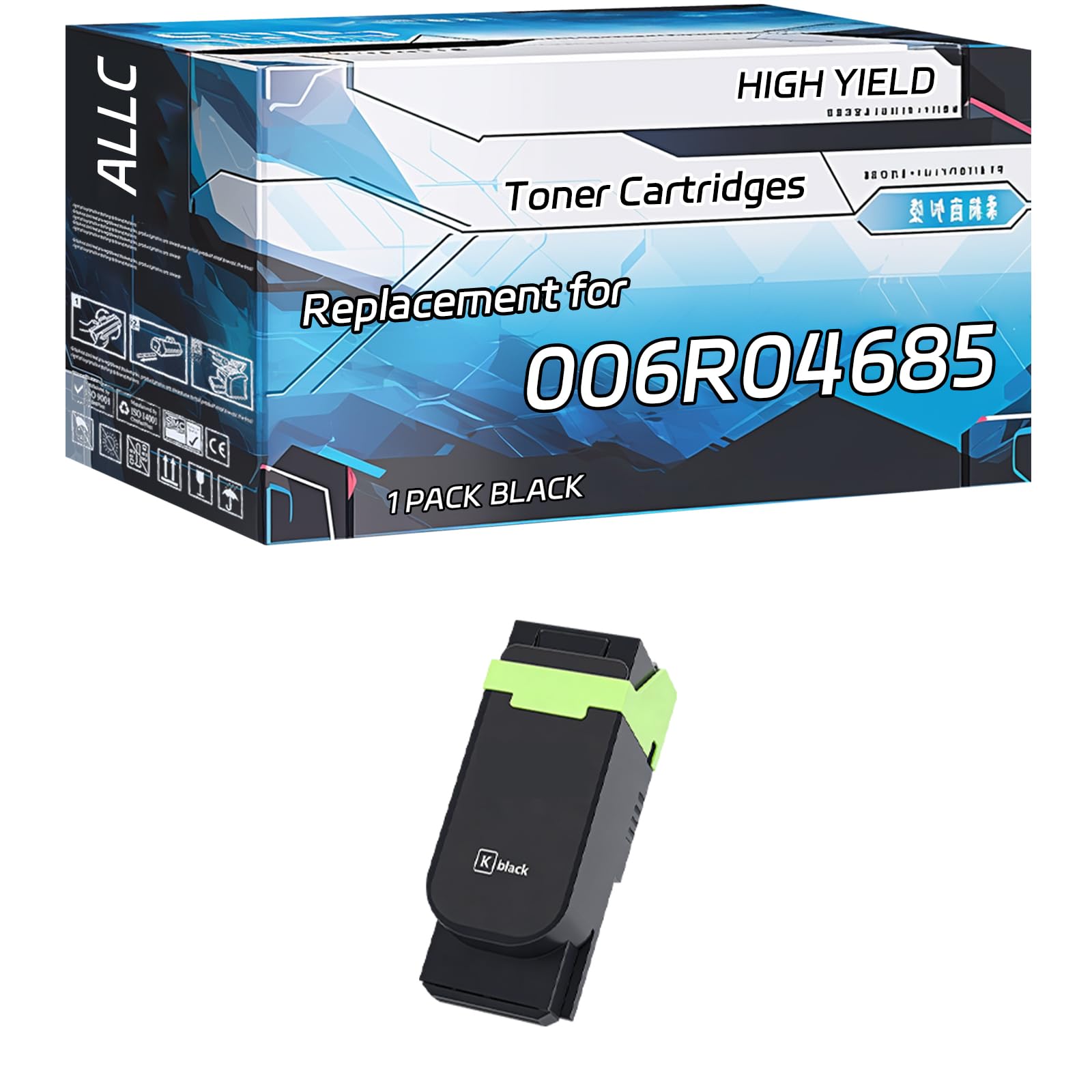 ALLC Compatible for Xerox 006R04685 Toner Cartridges Work for Xerox C410 VersaLink C415DN 006R04686 006R04687 006R04688 Printers, with Chip, High Yield 20500 Pages, Clear Printing (1 Pack Black)