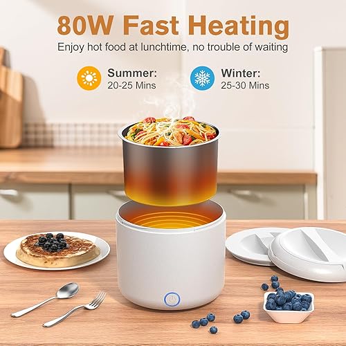 Miniatura 6 de Vabaso Fiambrera eléctrica para adultos, 41 oz 80 W, 12 V24 V110 V220 V, calentador de alimentos portátil, regalos de elefante blanco para hombres,