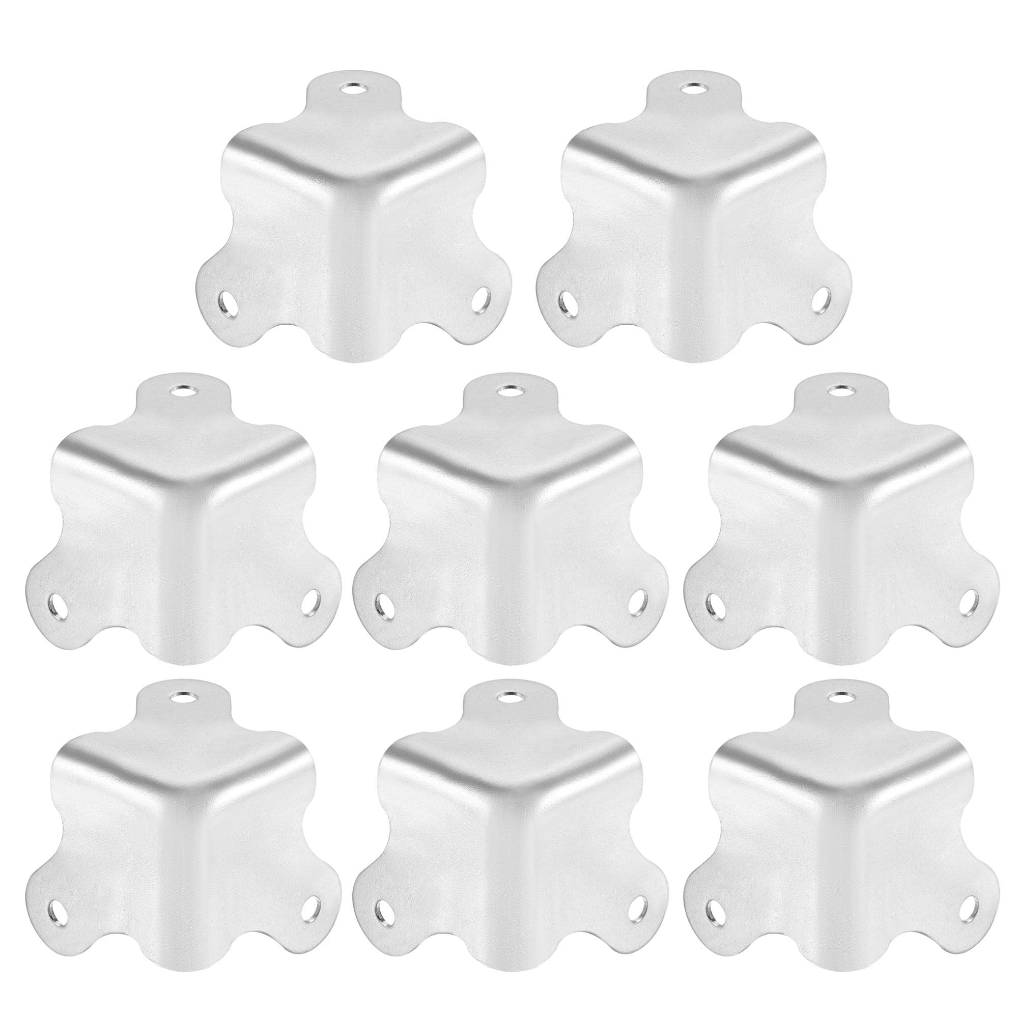 Protectores de esquina de caja de metal cromado de 30 x 30 x 30 mm, herrajes de 8 unidades