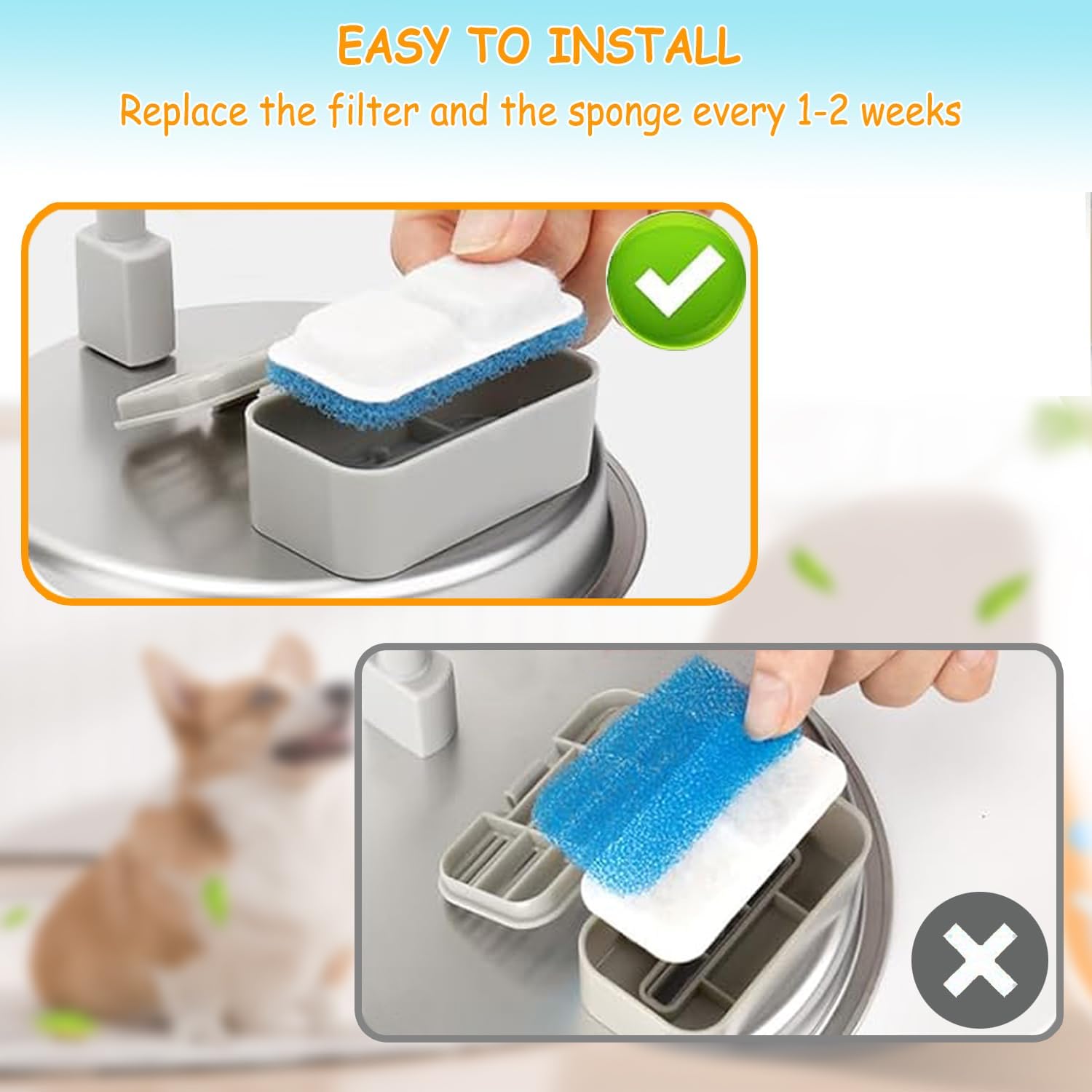 18 Set Cat Fountain Replacement Filters Compatible with oneisall PWF-001 2L/67oz Stainless Steel Pet Water Fountain Filters with Replacement Pre-Filter Pump Sponges thumbnail