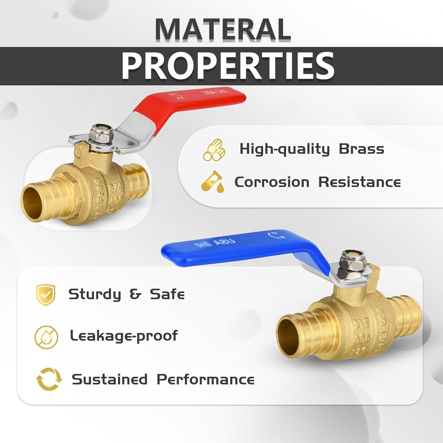 10-Pack Foskan 3/4" PEX Crimp Ball Valve, Brass Quarter Turn Full Port Shut-off Valve for PEX Tubing(Blue and Red)