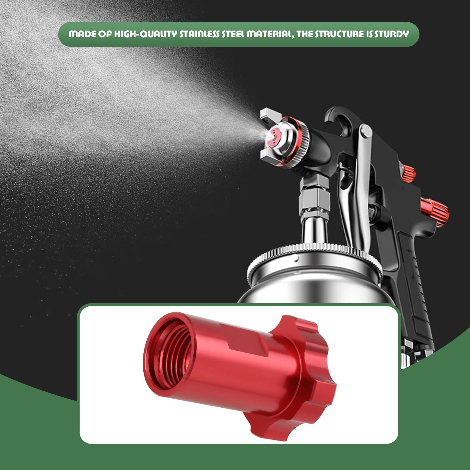 Create idea 2Pcs Adaptateur Tasse Pistolet Pulvérisation 41,4x31,8mm Connecteur Filetage Interne Pistolet Pulvérisation M16x1,5mm Compatible avec PPS Rouge adaptateur Pistolet Pulvérisation