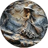 Generic 2d Round Aluminum Flat Sign(8x8 Inch) Gothic Witch Themed Decoration Office Room Home Door Decorations Holiday Gifts Wall Art Decor