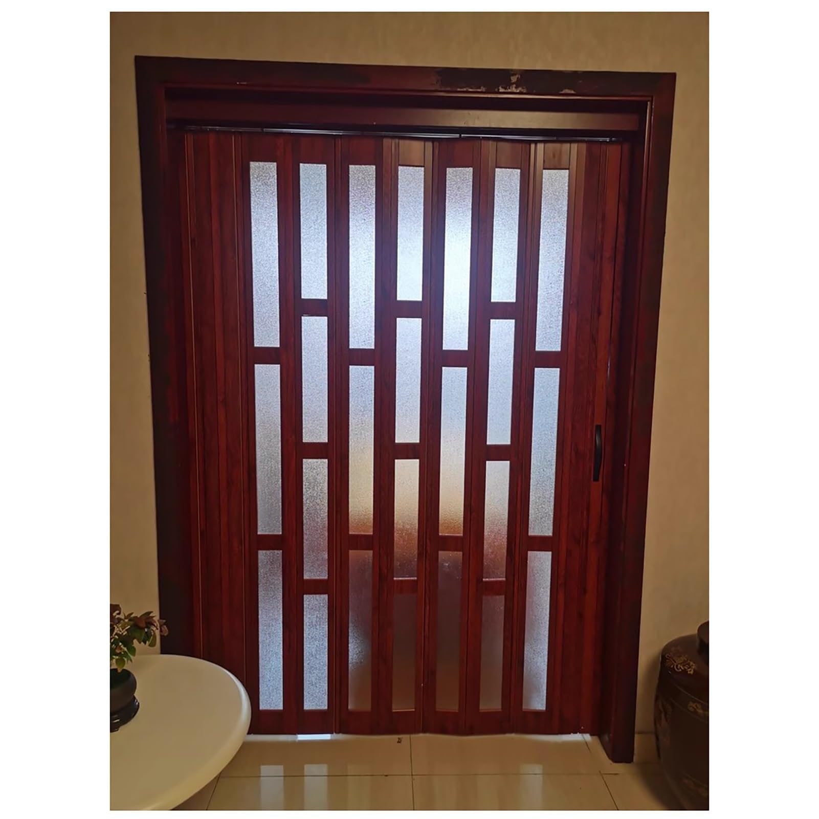Porte pliante coulissante acrylique givré séparateur pièce accordéon