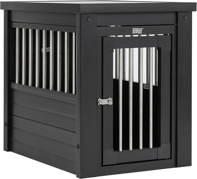 Caixa de Transporte para Cães e Mesa Lateral ECOFLEX Small Preta New Age Pet EHHC402S
