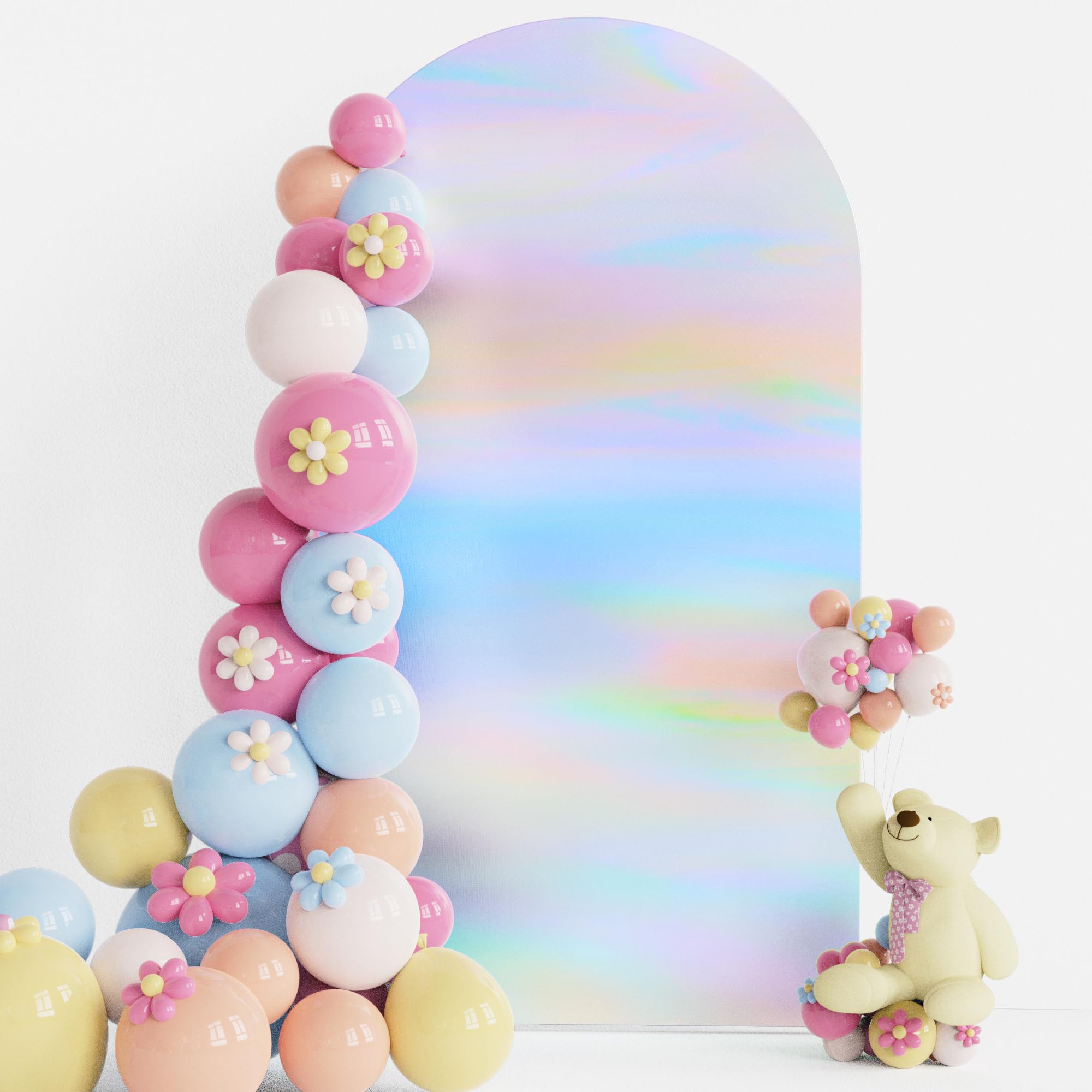 Wedding Arch Cover 7.2FT Iridescent Spandex Fitted Arch Cover for Round Top Chiara Backdrop Stand Covers for Wedding Birthday Party Decoration