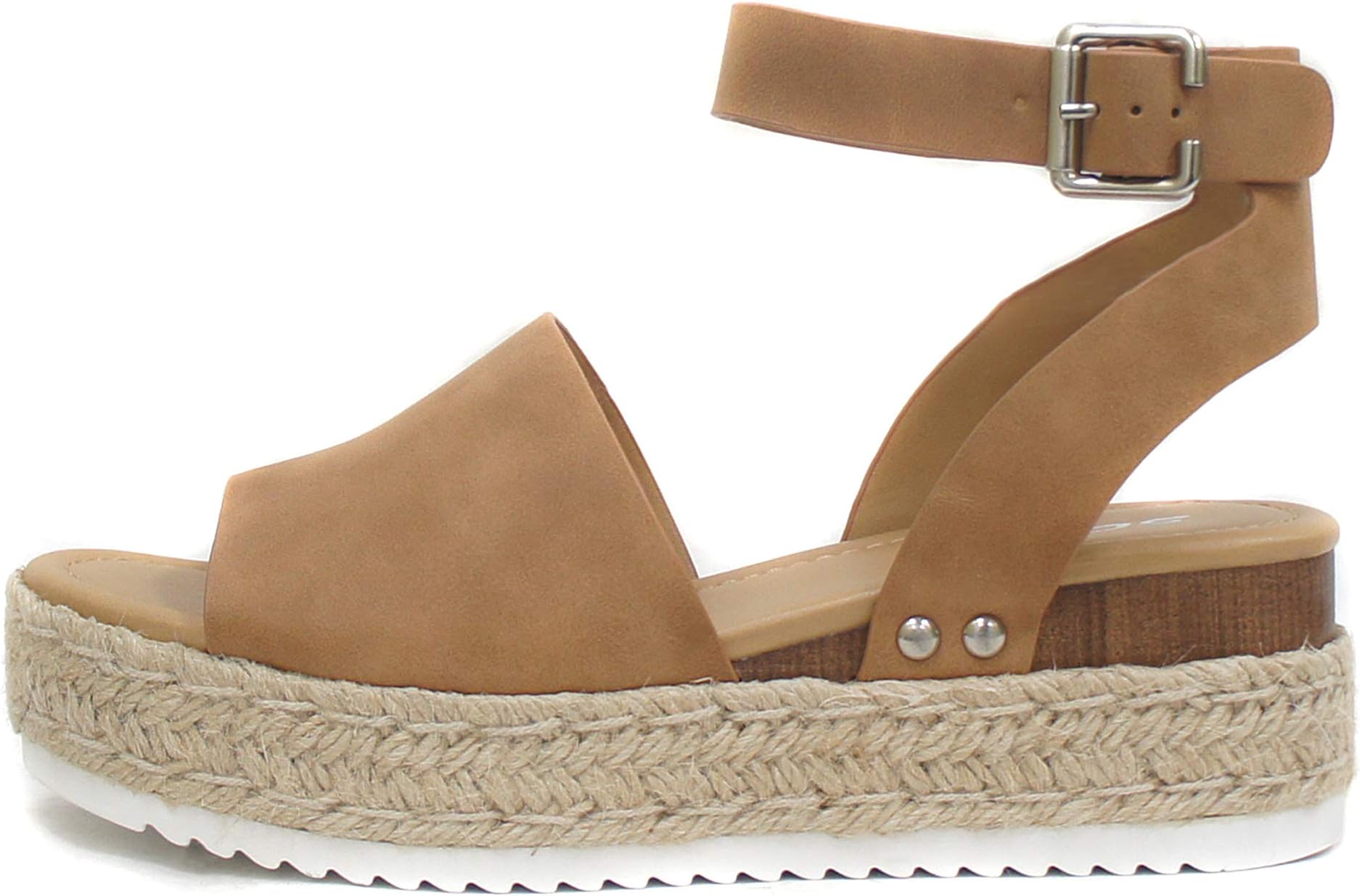 Topic Open Toe Buckle Ankle Strap Espadrilles Flatform Wedge Casual Sandal