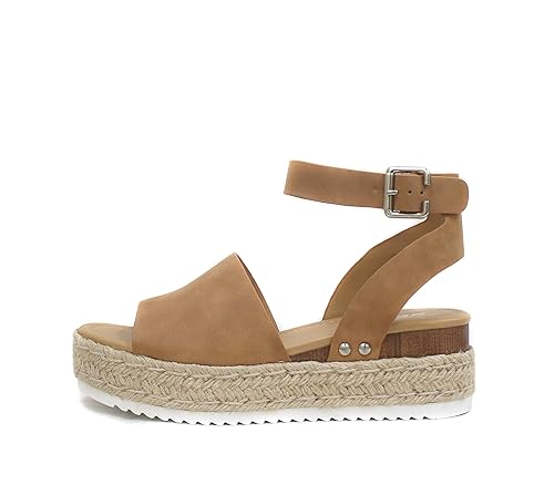 Soda Topic Open Toe Buckle Ankle Strap Espadrilles Flatform Wedge