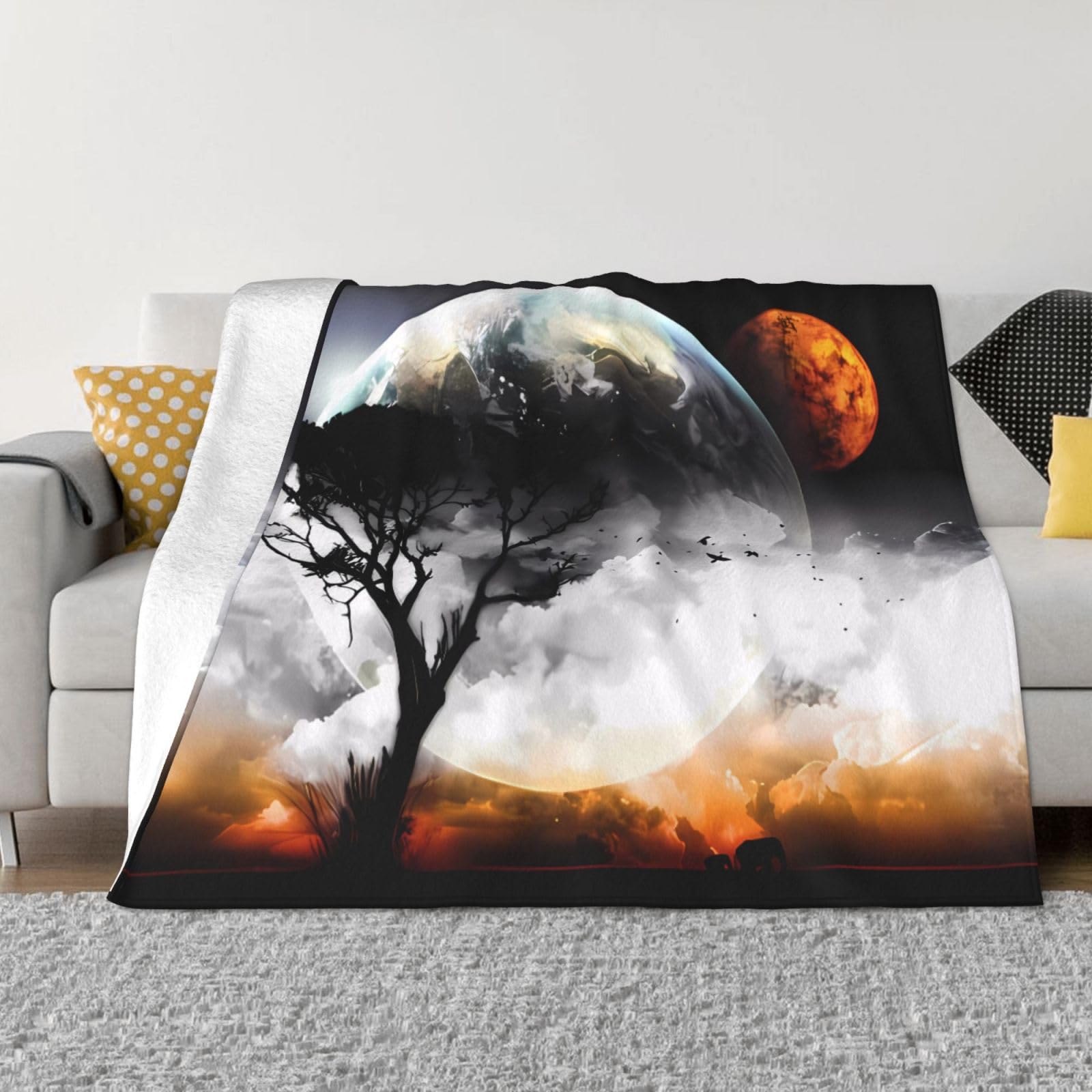 Couverture polaire douce haut de gamme en flanelle fine PHAYAH Planet View 203 x 152 cm