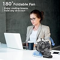 Vista 6 de COMLIFE Ventilador de nebulización portátil de mano, funciona con batería recargable de 3000 mAh, plegable de 180°, mini ventilador personal