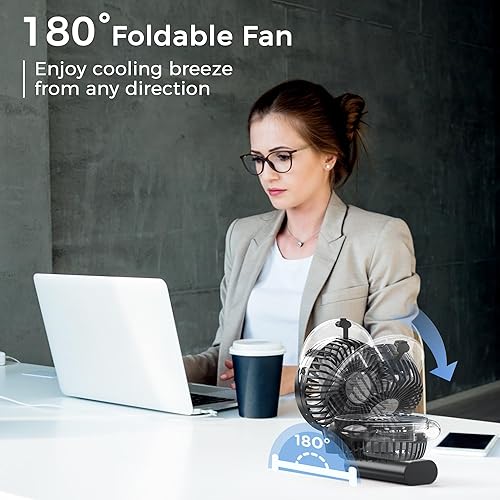 Miniatura 6 de COMLIFE Ventilador de nebulización portátil de mano, funciona con batería recargable de 3000 mAh, plegable de 180°, mini ventilador personal