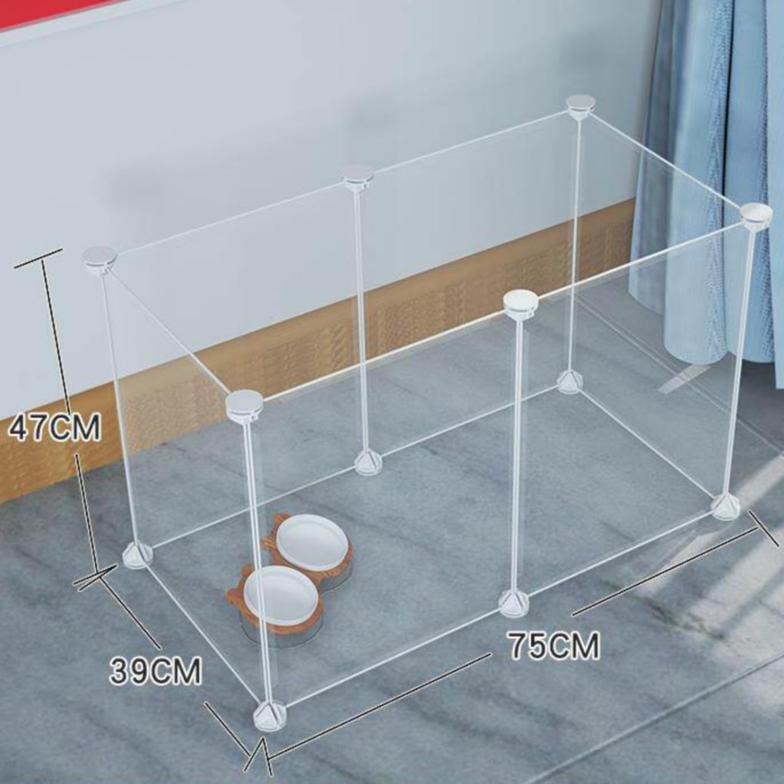 Pet Absperrgitter Haustierbarriere Katzentor Hundegitter Schutzzaun Durchsichtige Elemente Stabiler Rahmen Variabel Anordnung Ohne Dübel für Flur, Länge 100 cm, Höhe 100 cm