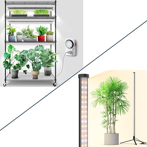 Barrina Paquete de artículos para soporte de plantas con luces de cultivo y luz de cultivo vertical T10 para plantas