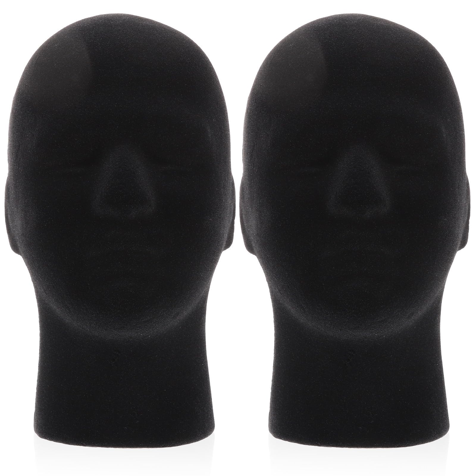 Cabeza de maniquí hombre YARNOW de espuma flocada negra soporte de 27.5 cm para pelucas 2 piezas