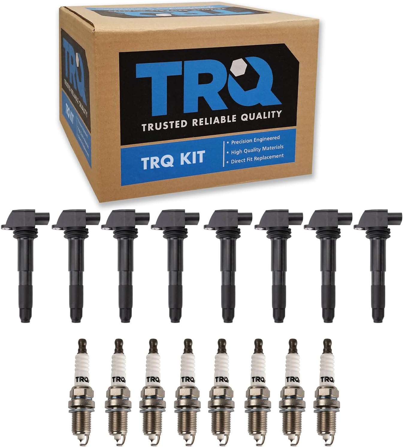 TRQ Ignition Coil and Spark Plug Kit 16 Piece Iridium Spark Plugs Compatible with 2003-2005 Porsche Cayenne