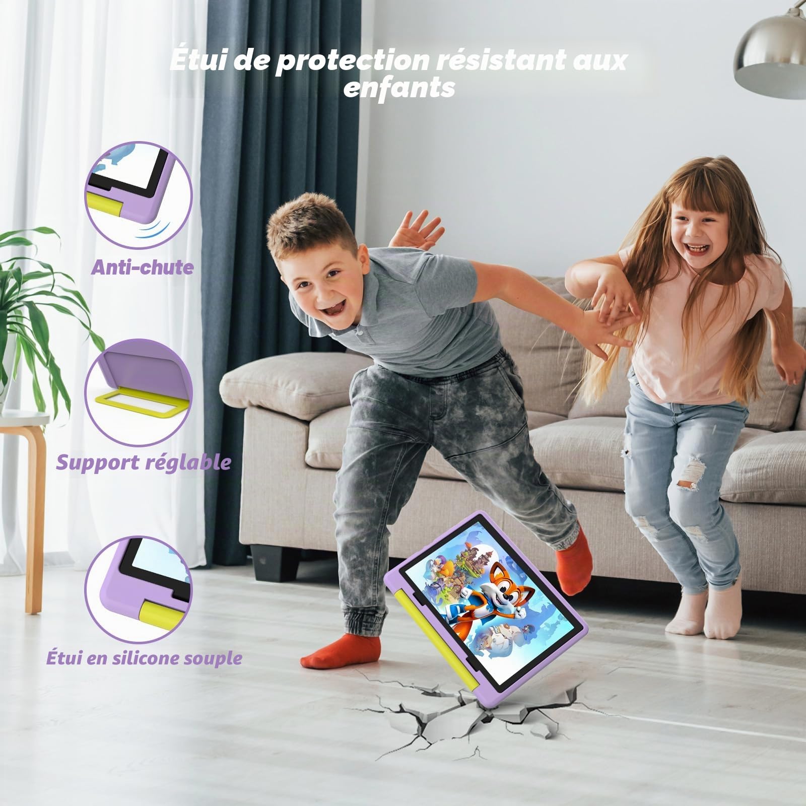 Yicty Tablette pour Enfants ｜ Tablette Android 14 améliorée 10 Pouces avec étui ｜ Octa Core ｜ Carte 1tf 8 + 64go Extensible ｜ Double caméra ｜ contrôle Parental ｜ kidoz ｜ Baby - Sitting