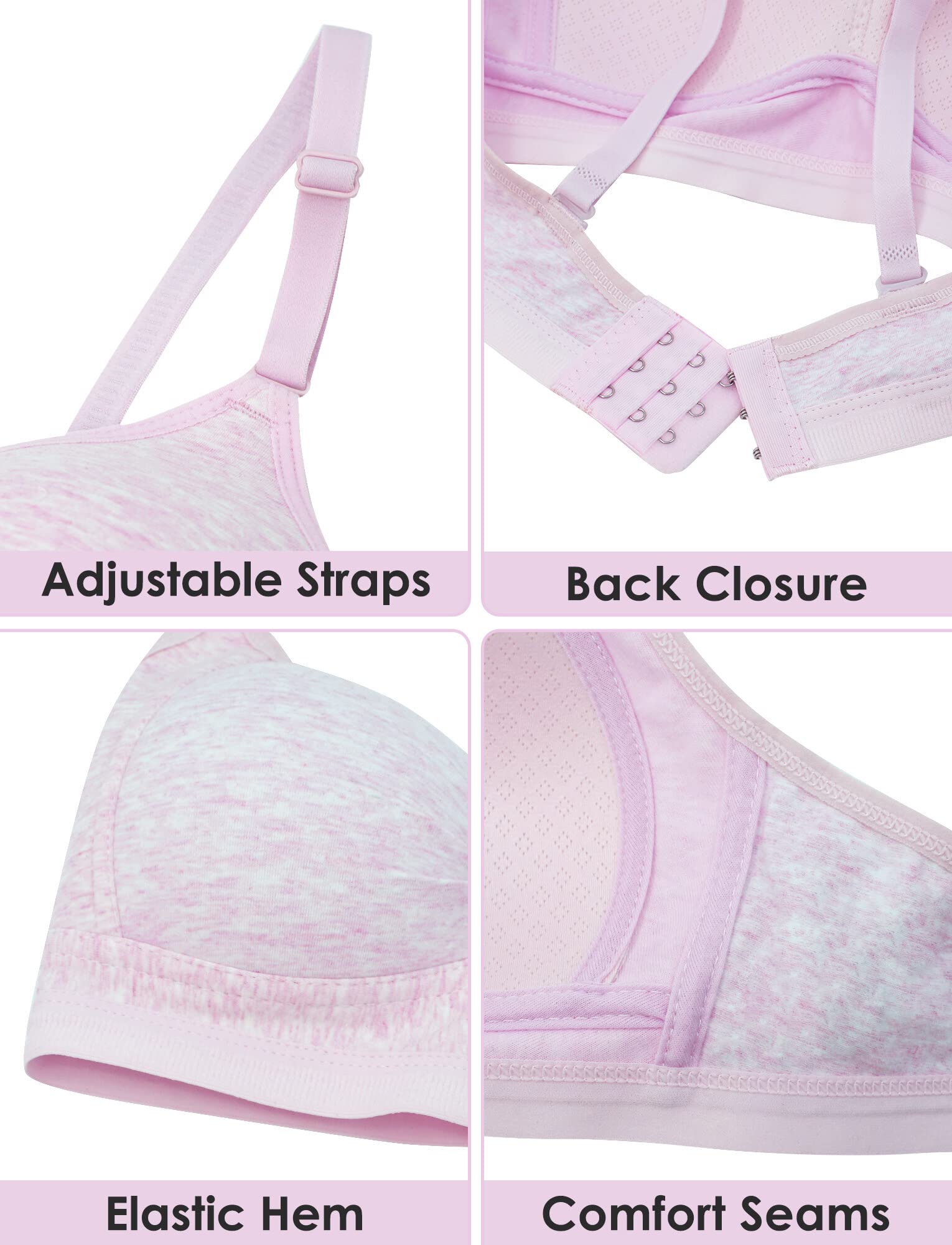 Happy Cherry Lot de 5 Soutiens-Gorge de Sport pour Adolescentes Fille Brassières de sans Armatures