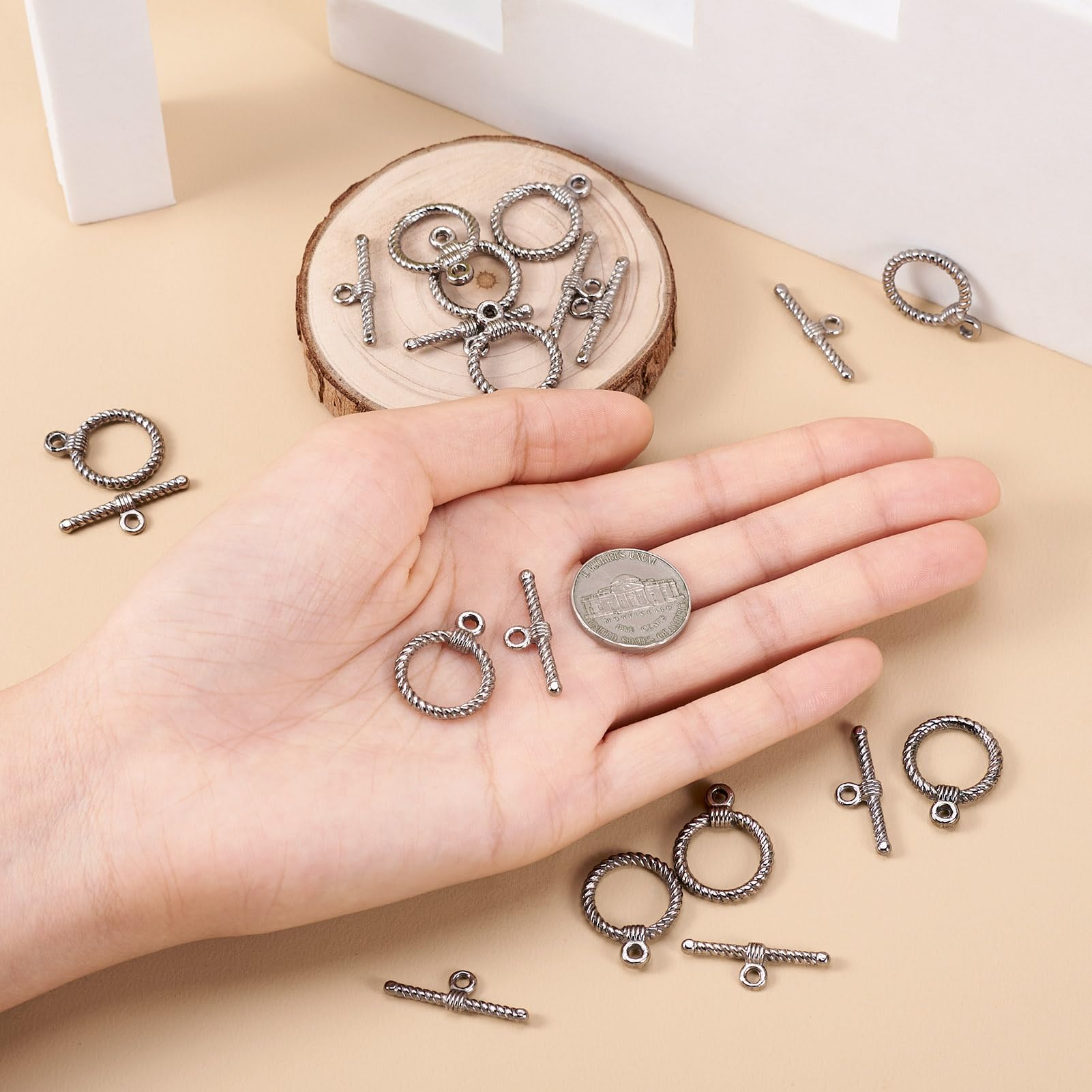 Amazon.com: Pandahall 10 Sets Tibetan Alloy Toggle Clasps Round