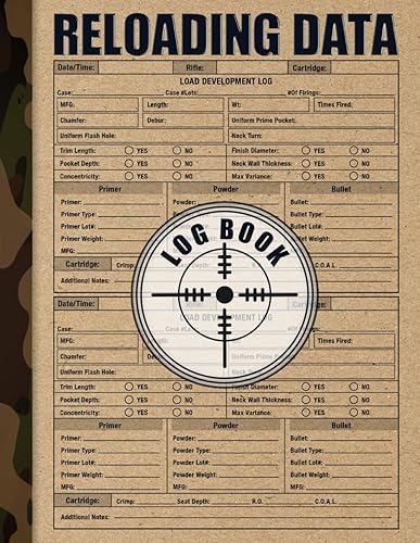 Reloading Data Log Book: Ammo Reloading Log Sheets To Track &amp; Record Ammunition Handloading Details For Shooters