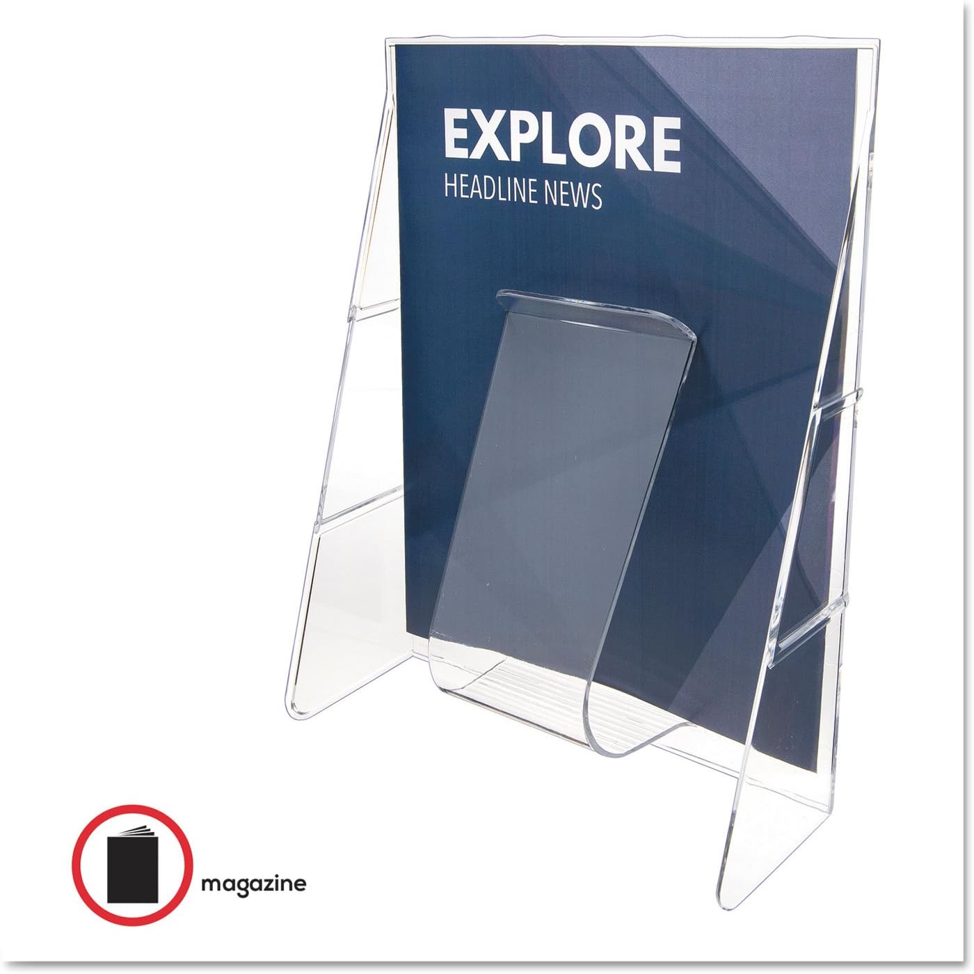 Deflecto Stand-Tall Wall Magazine Holder, Wall Mount Display, Break-Resistant Pocket, Clear, 9-1/8"W x 11-3/4"H x 2-3/4"D (55501)