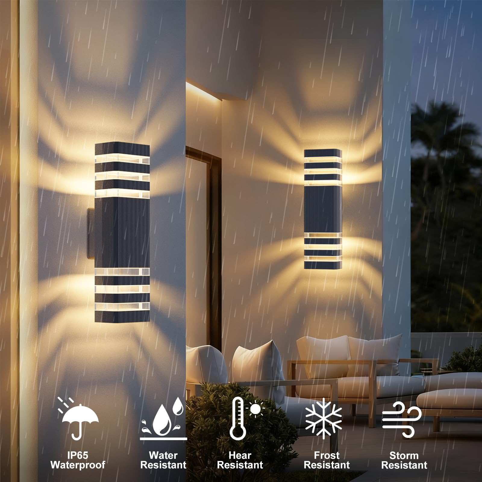 Klighten 2PCS Außenlampe Aussenlampe Wand,IP65 Außenleuchte Außenwandleuchte GU10 Up Down 3000K,LED Wandleuchte Wandlampe aussen -Aussenleuchte Außenbeleuchtung Garage & Korridor|Anthrazit