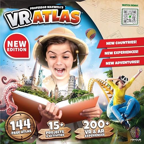 Miniatura 5 de Professor Maxwell's VR Atlas - Kit de ciencia para niños de realidad virtual, libro y geografía interactiva STEM Learning World Travel Activity Set