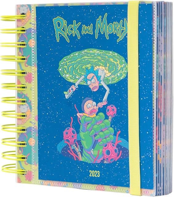 Official Rick And Morty 2023 Day To Page Diary | January 2023 - December 2023 | 6.3x5.5 in - 16x14 cm | 2023 Weekly Planner | Planner With Stickers & Pocket | 2023 Diary | Rick & Morty Merchandise