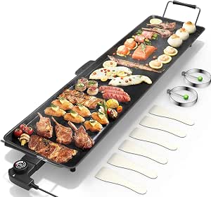 35'' Electric Griddle Teppanyaki Grill with Nonstick Surface and Adjustable Temperature