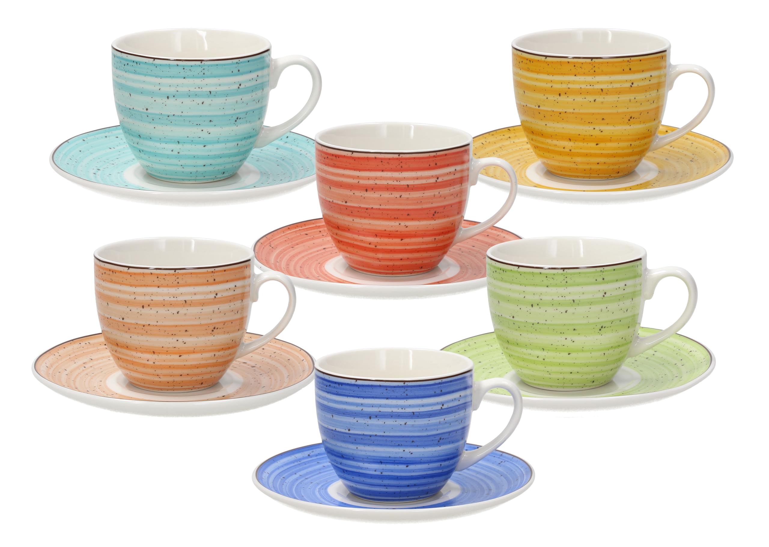 Tognana Multicolor Kaleido Coffee/Tea Cup With Saucer Set Of 6 Bone China Porcelain