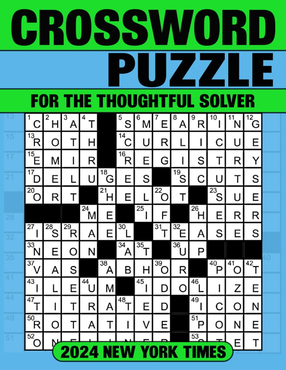 2024 New York times Crossword Puzzle For the Thoughtful Solver: Large print challenging crossword book with solutions to keep the brain engaged