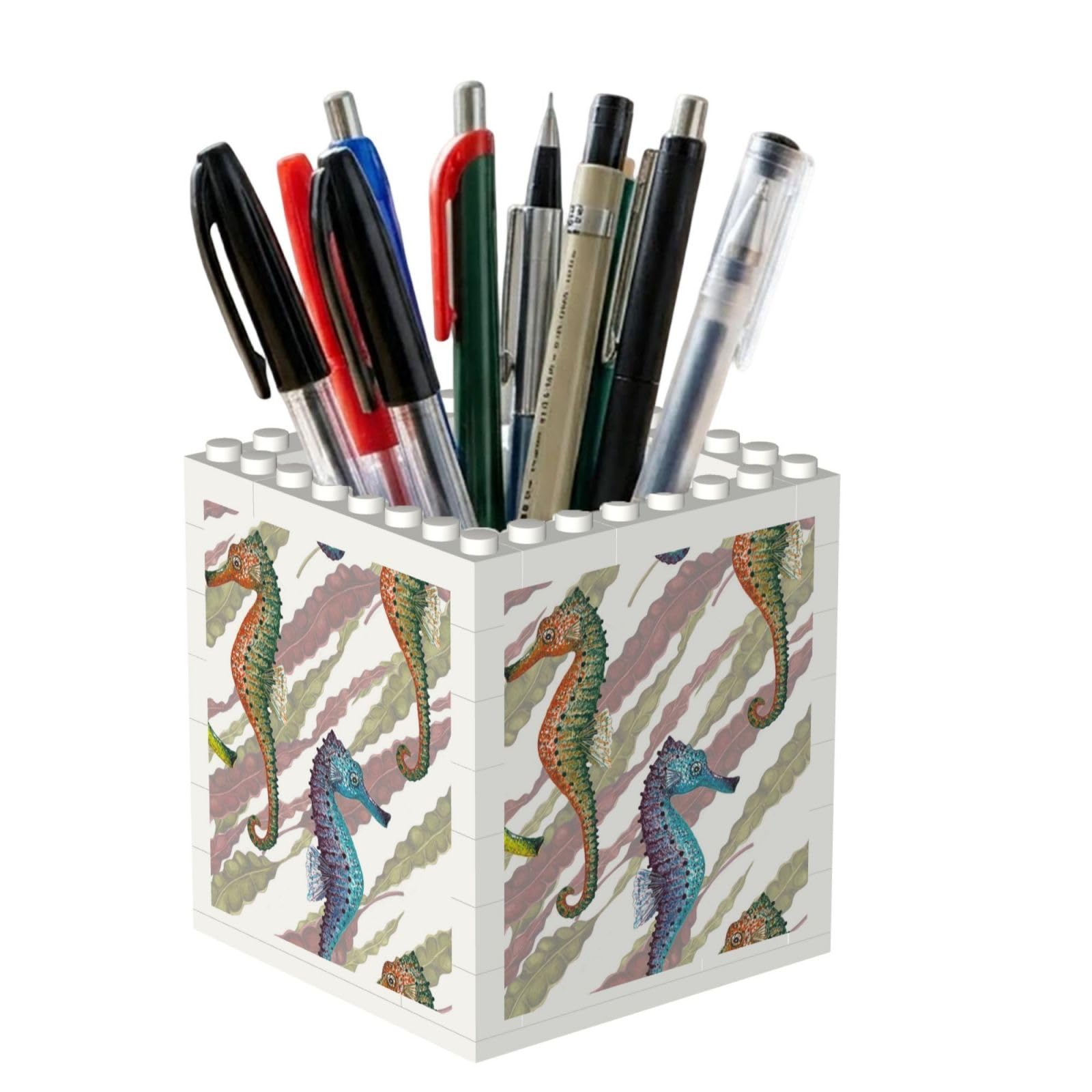 Poadnly Laminaria Seahorse, Pen Pot Pencil Holder for Office Home School, Compact Desk Organiser for Office Stationery