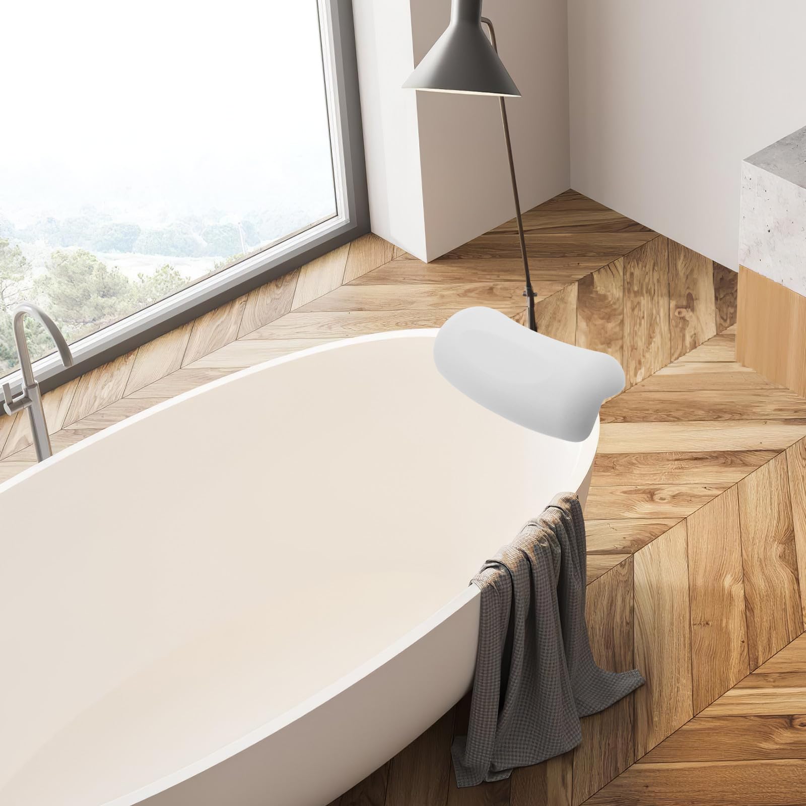 Cabilock Cuscino da Spa in Pu per Collo e Spalle con Ventose, Facile da Pulire, per Uso Domestico e Bagno