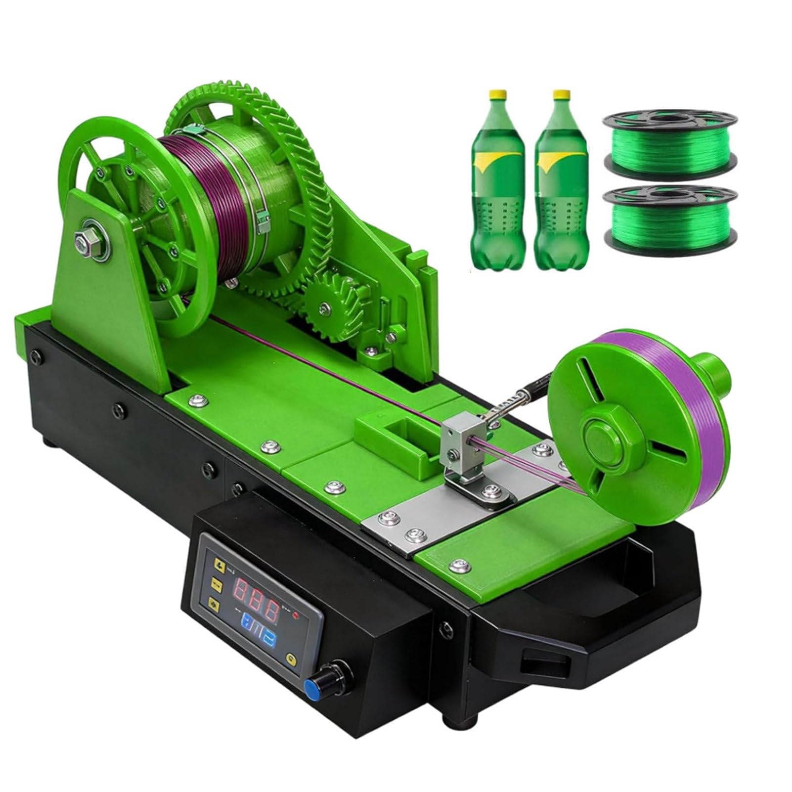 Pvxa Recycled PET Bottle Recycler, 3D Printed Bottle Recycler, Desktop Filament Extruder Machine, Pultruded 3D Filament from Plastic Bottles, for Families, Small Studios Green