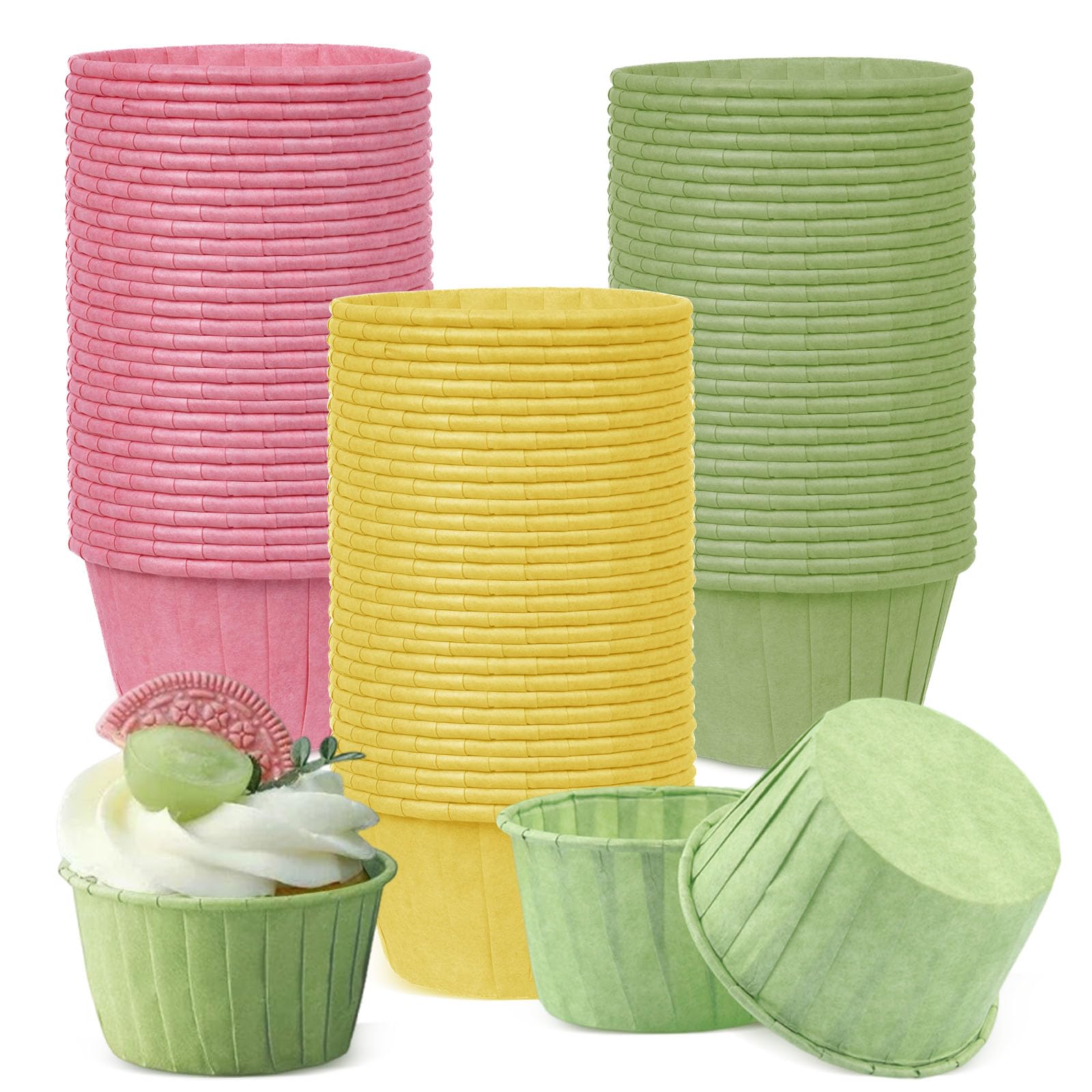 Cupcake Cases, 150PCS Cake Muffin Liners, Greaseproof Foil Baking Cups Paper Wrappers, Cupcake Cases for Baking, Muffin Cases for Baking for Birthday Wedding Party(3 Colors)