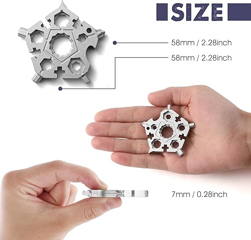 Miniatura 7 de Multiherramienta de copo de nieve 23 en 1, herramienta portátil de supervivencia al aire libre, multiherramienta de bolsillo de acero inoxidable,